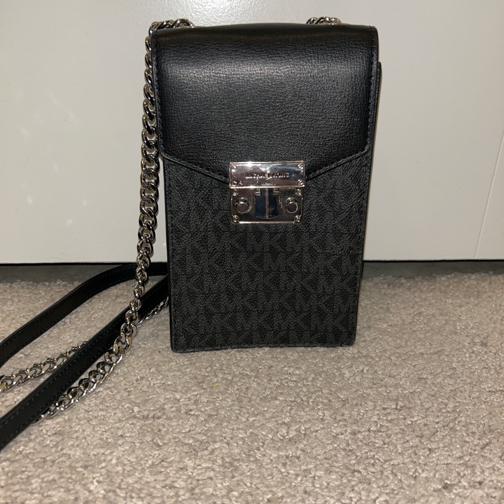 MICHAEL Michael Kors Black Crossbody Bag with Silver Clasp